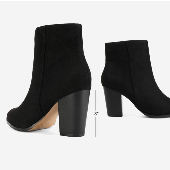 NWT Wool + Pepper Co. Black Suede Heeled Ankle Booties - Picture 4 of 8